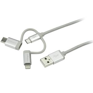 スターテックドットコム StarTech.com スターテック ZU201G6 iPhone スマホ対応マルチ充電ケーブル 1m USB-A - lightning USB-C Micro-B