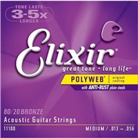 エリクサー ELIXIR 国内正規品 Elixir 11100 アコースティックギター弦 アンチラスト Anti-RustPOLYWEB Medium