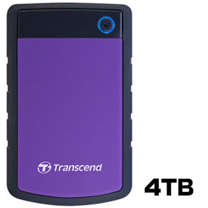 トランセンド Transcend トランセンド TS4TSJ25H3P 外付け ポータブルHDD 耐衝撃 4TB USB3.1 Gen1 パープル ハードディスク
