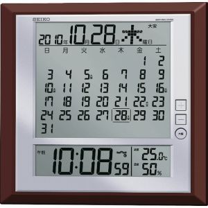 セイコー SEIKO セイコー SQ421B 液晶マンスリーカレンダー機能付き電波掛置兼用時計 茶メタリック塗装