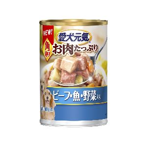 ユニチャーム Unicharm ユニチャーム 愛犬元気 缶 角切り ビーフ 魚 野菜入り 375g