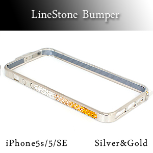 iPhone5s/5用 iPhone5s/5/iPhoneSE用キラキラ ラインストーンケース シルバーゴールド デコレーション バンパー