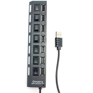 輸入特価アウトレット USBハブ 7ポート スイッチ付き ブラック マウス キーボードに