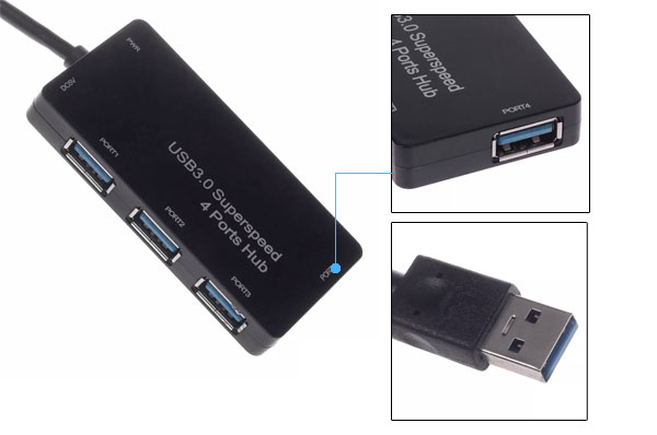  輸入特価アウトレット USB3.0ハブ 4ポート ブラック