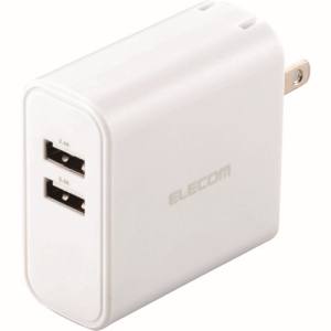 エレコム ELECOM エレコム MPA-ACU05WH スマートフォン タブレット用AC充電器 4.8A出力 USB-Aメス2ポート おまかせ充電搭載 ホワイト