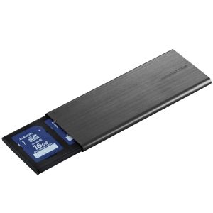 エレコム ELECOM  エレコム CMC-SDCAL02BK メモリカードケース メモリークリップ SD+microSD アルミタイプ スライドオープン式 クリップ付 Lサイズ ブラック