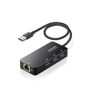 エレコム ELECOM エレコム EDC-GUA3H2-B 有線LANアダプタ Giga対応 USB3.0 Type-A USBハブ付 ブラック