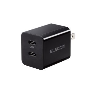 ELECOM エレコム エレコム MPA-ACCP35BK AC充電器 USB充電器 20W USB-C2ポート スイングプラグ ブラック