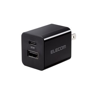 ELECOM エレコム エレコム MPA-ACCP36BK AC充電器 USB充電器 20W USB-C1ポート USB-A1ポート スイングプラグ ブラック
