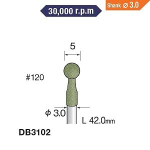 ミニター ミニモ Minimo ミニター ミニモ DB3102 研磨用ゴム砥石 WA ミディアム ＃120 φ5 10本入