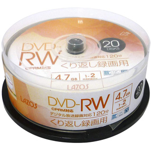 lazos ラソス ラソス L-DRW20P DVD-RW 4.7GB for VIDEO CPRM対応 20枚 lazos