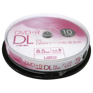 lazos ラソス ラソス L-DDL10P DVD+R DL 8.5GB 2.4-8倍速対応 ホワイト