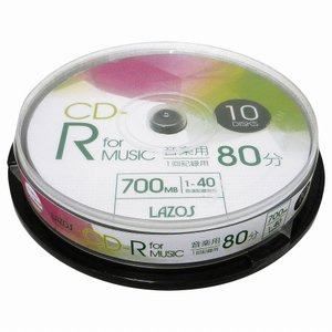 lazos ラソス ラソス L-MCD10P 音楽用CD-R 80分 1-40倍速対応 10枚 lazos