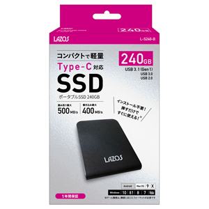 Lazos Lazos L-S240-B ポータブル 外付け SSD 240GB