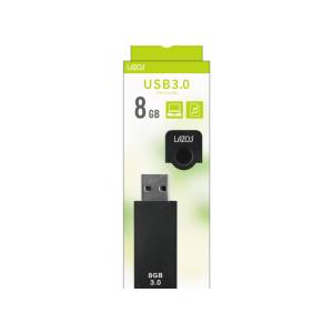 LAZOS LAZOS L-US8-CPB USBメモリ 8GB USB3.0 キャップ式 ブラック