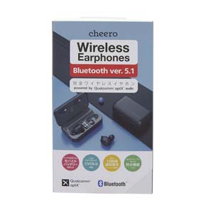 チーロ cheero チーロ CHE-627-BK ワイヤレスイヤホン cheero Wireless Earphones Bluetooth 5.1 ブラック