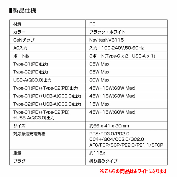 CIO CIO CIO-G65W2C1A-WH LilNob GaN 65W 2USB-C1USBA 世界最小ACアダプター ホワイト |  あきばお～ネット本店