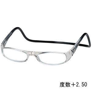 オーケー光学 OHKEI オーケー光学 クリック ユーロ ブラック&クリアー 度数+2.50 老眼鏡 CliC Euro