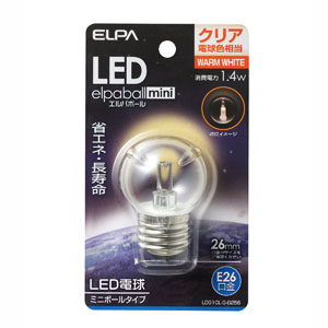 朝日電器 エルパ ELPA エルパ LDG1CL-G-G256 LED装飾電球 ミニボール球形 E26 G40 クリア電球色 ELPA 朝日電器