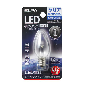 朝日電器 エルパ ELPA エルパ LDC1CN-G-E12-G305 LED装飾電球 ローソク球形 E12 クリア昼白色 ELPA 朝日電器