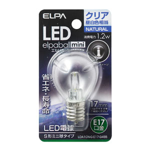 朝日電器 エルパ ELPA エルパ LDA1CN-G-E17-G455 LED装飾電球 S形ミニ球形 E17 クリア昼白色 ELPA 朝日電器