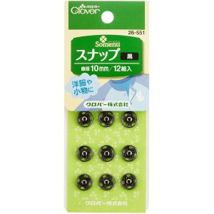 クロバー Clover クロバー スナップ 10mm 12組入り 黒 26-551