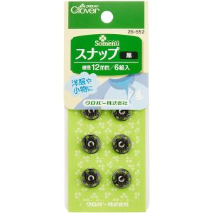 クロバー Clover クロバー スナップ 12mm 6組入り 黒 26-552