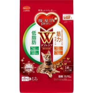 日本ペットフード 日本ペットフード ビューティープロ キャット Wケア 低脂肪 筋力サポート 1.2kg