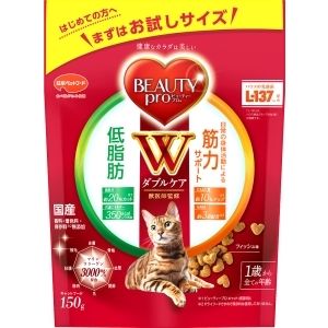 日本ペットフード 日本ペットフード ビューティープロ キャット Wケア 低脂肪 筋力サポート 150g