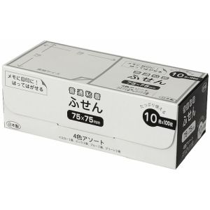 ナカバヤシ Nakabayashi ナカバヤシ FSP7575-10A パッケージ付箋 75x75mm 10冊パック/4色アソート