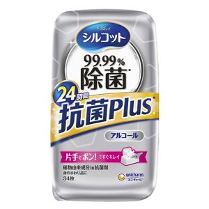 ユニチャーム Unicharm ユニチャーム シルコット 99.99パーセント 除菌 抗菌Plus ウェットティッシュ アルコールタイプ 本体 34枚入