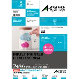 エーワン Aone エーワン 29289 IJ用透明フィルムラベルキレイにはがせる