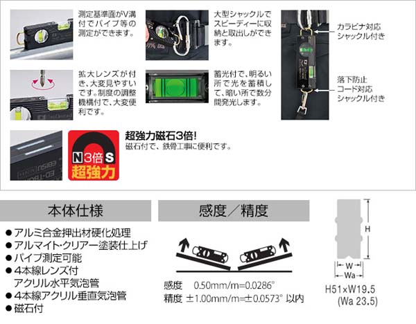 エビス EBISU エビス ED-TBOXBR トビ ボックスレベル ブラック 気泡管