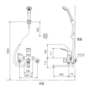 KVK KVK KF5000TR2 シングルシャワー 240mmP付 | あきばお～ネット本店