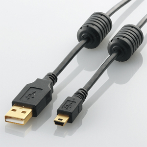 エレコム(ELECOM) USB2.0ケーブル/A-miniBタイプ/フェライトコア付/0.5m/ブラック U2C-MF05BK