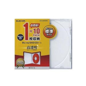 エレコム ELECOM エレコム CCD-JSCN10WH CD/DVDプラケース 1枚収納 10パック ホワイト