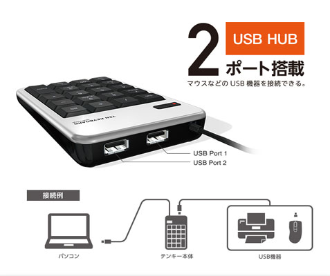  ELECOM エレコム エレコム TK-TCM012BK テンキーパッド Mサイズ メンブレン USB 2.0 ハブ付 ブラック