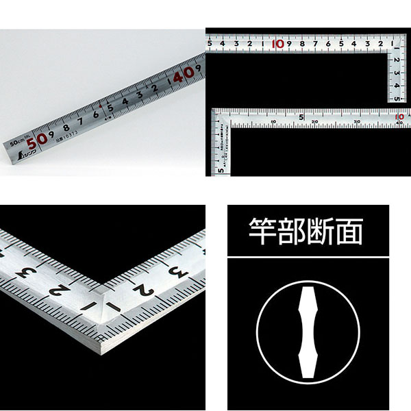  シンワ測定 SHINWA シンワ測定 10373 曲尺角厚 シルバー 50cm 裏面角目 重宝 JIS