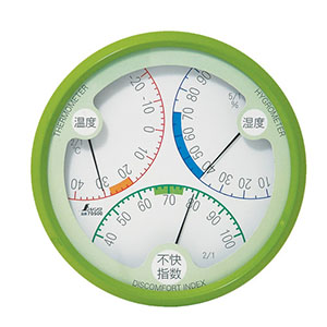 シンワ測定 SHINWA シンワ測定 70500 温湿度・不快指数計 R-2 丸型 15cm グリーン
