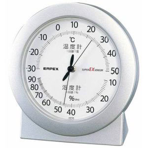 エンペックス EMPEX エンペックス EX-2767 温度 湿度計 スーパーEX高品質 温度 湿度計 卓上用 シャインシルバー