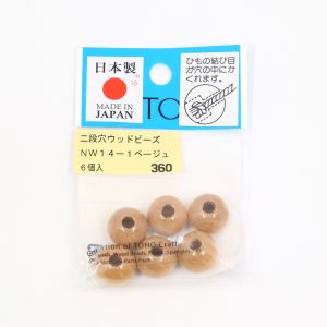 トーホー トーホー 二段穴 ウッドビーズ 14mm ベージュ 6個入 NW14-1