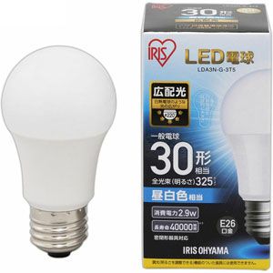 アイリスオーヤマ IRIS LED電球 E26 広配光 30形相当 昼白色 LDA3N-G-3T5