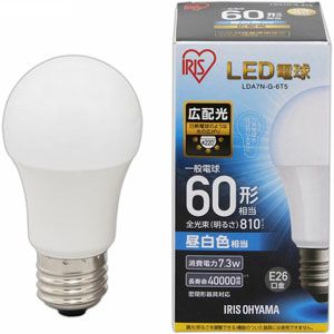 アイリスオーヤマ IRIS アイリスオーヤマ LDA7N-G-6T5 LED電球 E26 広配光 60形相当 昼白色