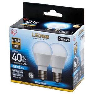 アイリスオーヤマ IRIS LED電球 E17 広配光 40形相当 昼白色 2個セット LDA4N-G-E17-4T52P