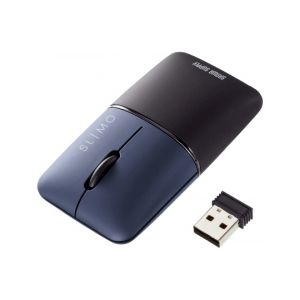 サンワサプライ SANWA SUPPLY サンワサプライ MA-WBS310NV 静音 ワイヤレスブルー LED マウス SLIMO 充電式 USB A