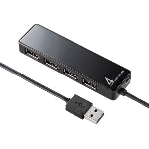 サンワサプライ SANWA SUPPLY サンワサプライ USB-HTV410BKN2 4ポートUSB2.0ハブ HDD接続対応 面ファスナー付