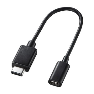 サンワサプライ SANWA SUPPLY サンワサプライ AD-USB25CMCB Type C USB2.0microB変換アダプタケーブル 0.1m ブラック