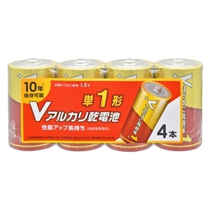 オーム電機 OHM オーム電機 LR20VS4P Vアルカリ乾電池 単1形 4本パック