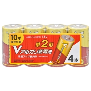 オーム電機 OHM オーム電機 LR14VS4P Vアルカリ乾電池 単2形 4本パック