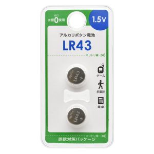 オーム電機 OHM オーム電機 LR43B2P アルカリボタン電池 LR43 2個入 084136